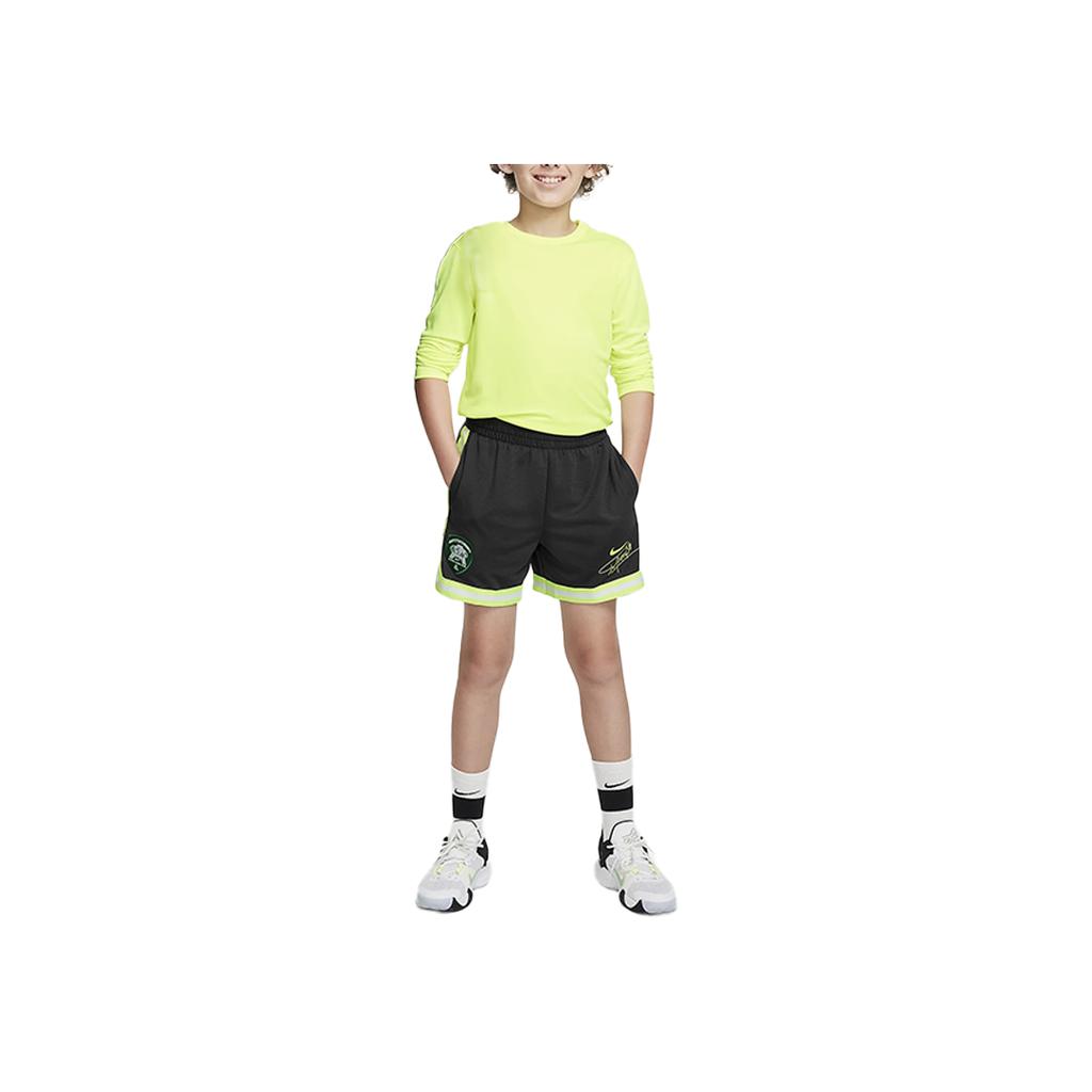 Nike Giannis DNA Dri-FIT Loose Moisture-Wicking Comfortable Basketball Shorts Kids Shorts Dark-Smoke-Grey Vivid-Orange FZ5210-070