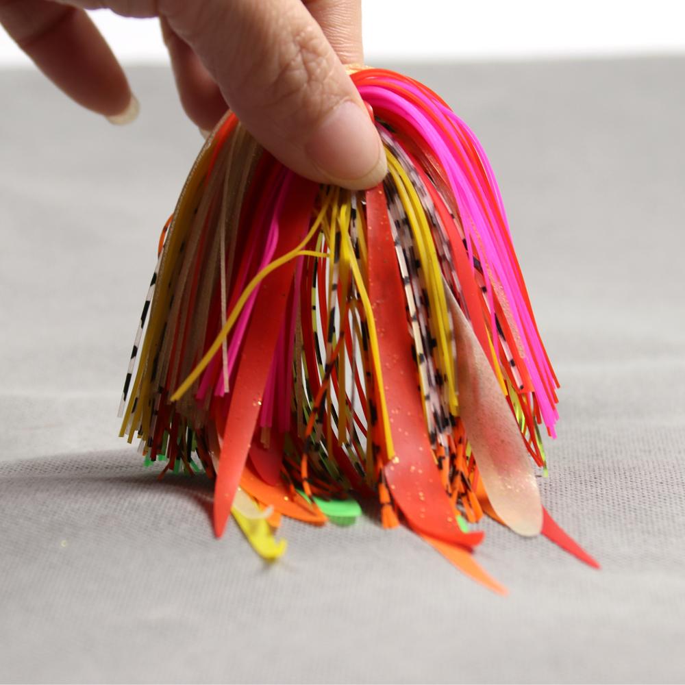 10 Bundles Double Colors Mixed Silicone Skirt Trailer Replacement for Slider Jigs Squid Madai Squid Snapper Jigging Fishing Lure