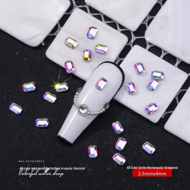Pietre Nail Art: Diamante de sticlă AB irizate, Accente colorate cu fund plat pentru manichiuri