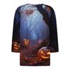 Damen Lässige Mode V-Ausschnitt Locker Vielseitig Halloween-Print Dreiviertelarm Oberteil