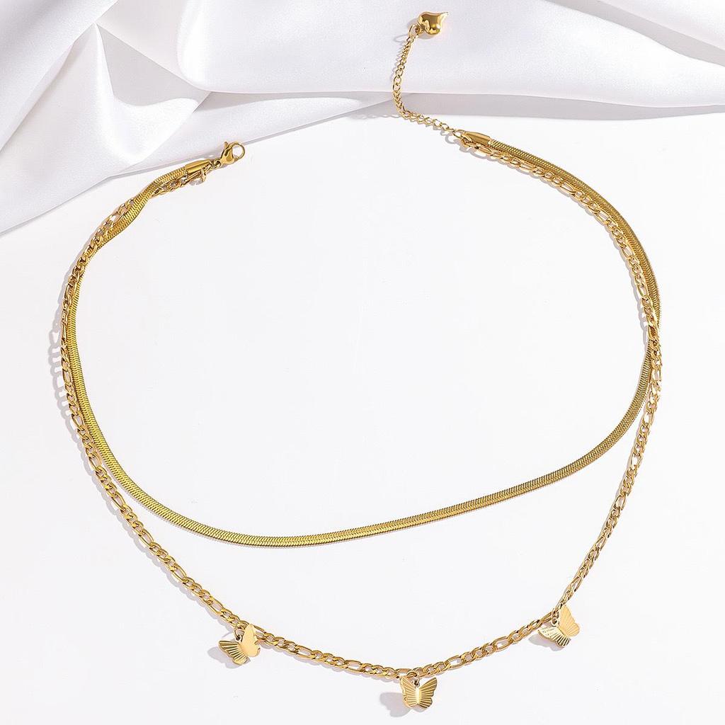 Butterfly Necklace with Color-Retaining Zircon - Fashionable, Versatile Women's Jewelry Accessory.