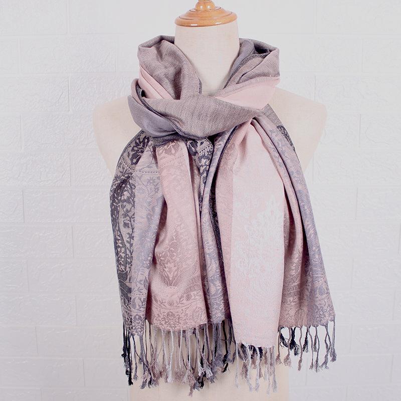 

Весенне-осенние новые модели, жаккардовая шаль, длинный шарф, кашемировый хлопковый шарф, марлевый женский удлиненный шарф More than 175cm розовый