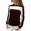 Ladies Fashion Spliced Sports Long Sleeve Round Neck Top