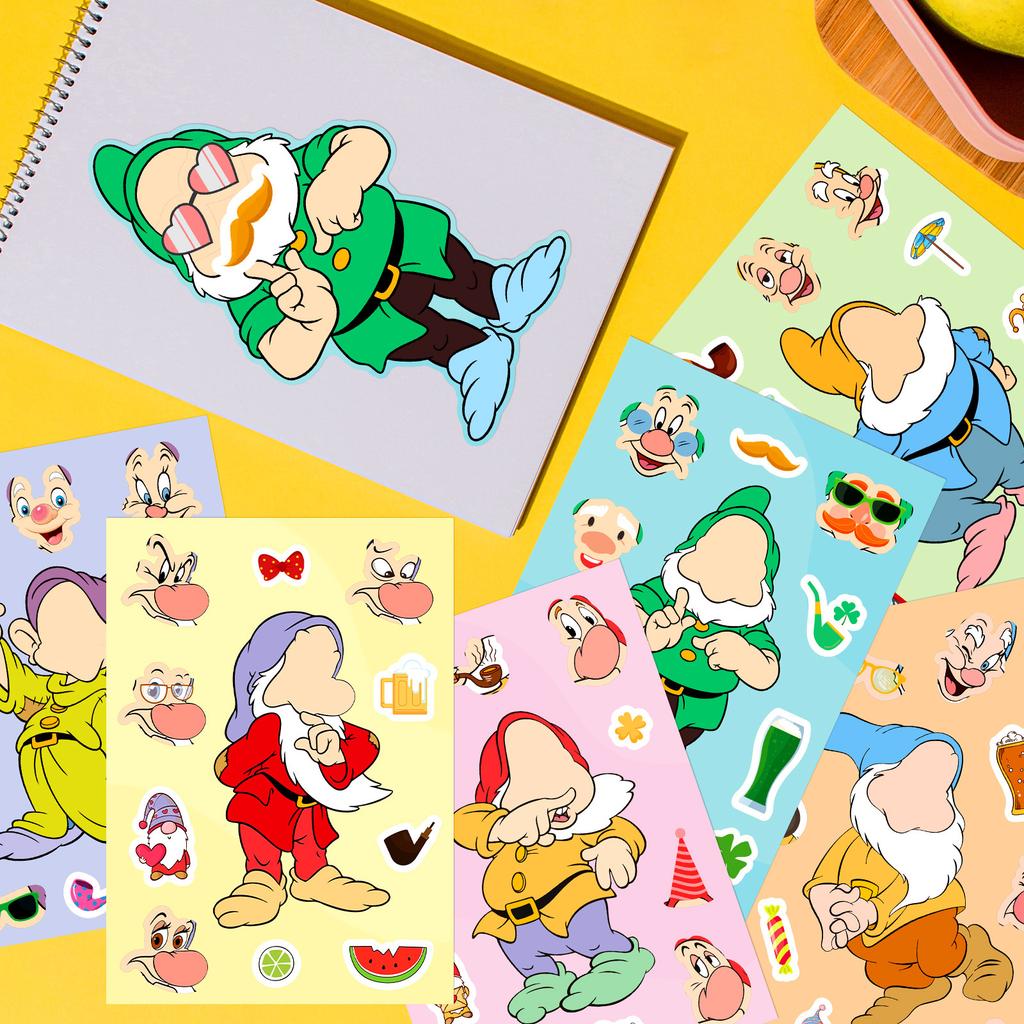 Boutique 6 Pack Dwarf Face Changer Puzzle Sticker Diy Children'S Craft Lesson Game