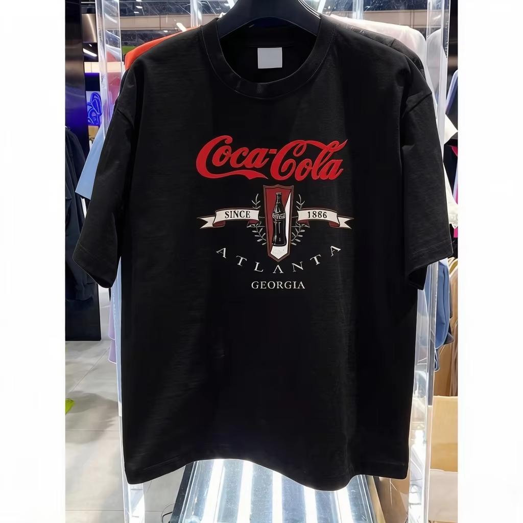 Klassisches Coca-Cola Grafik-Unisex-Shirt 100% Baumwolle Herren Y2k Lockerer Schnitt Bequem Streetwear