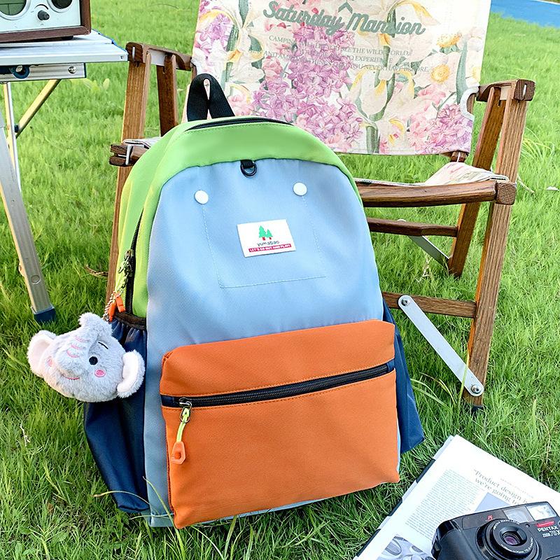 Schoolbag Korean version ins casual versatile backpack schoolbag new contrasting color niche large-capacity backpack primary school girls schoolbag