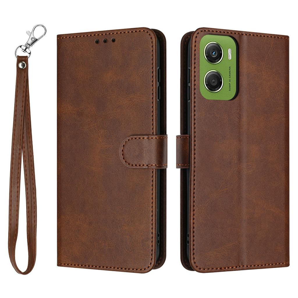 For Motorola Moto G06 4G/G06 Power 4G Wallet Case Flip Stand Calf Texture PU Leather Phone Cover with Strap
