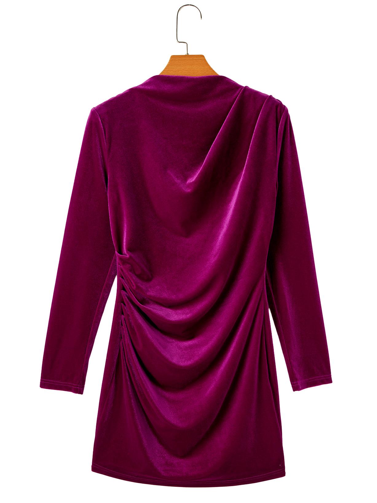 

Бархатное платье с длинным рукавом и завышенной талией Shiying - Универсальный европейско-американский стиль для весны/осени XL роза розовый