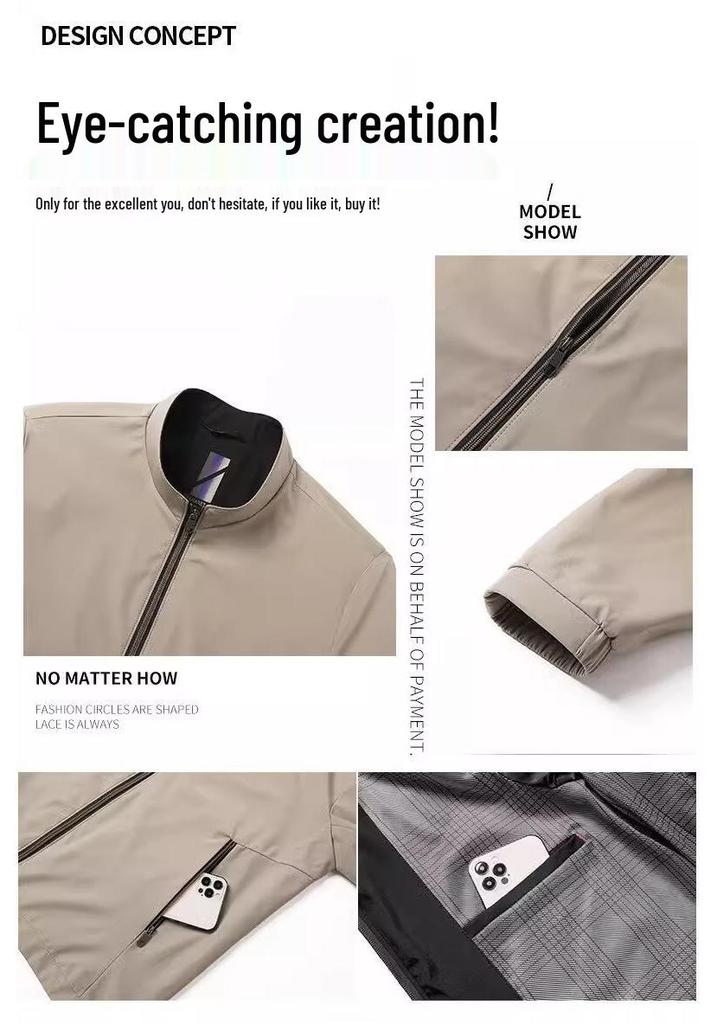 Men's High-End Autumn Stand Collar Jacket - Casual Business Style for Middle-Aged Dads