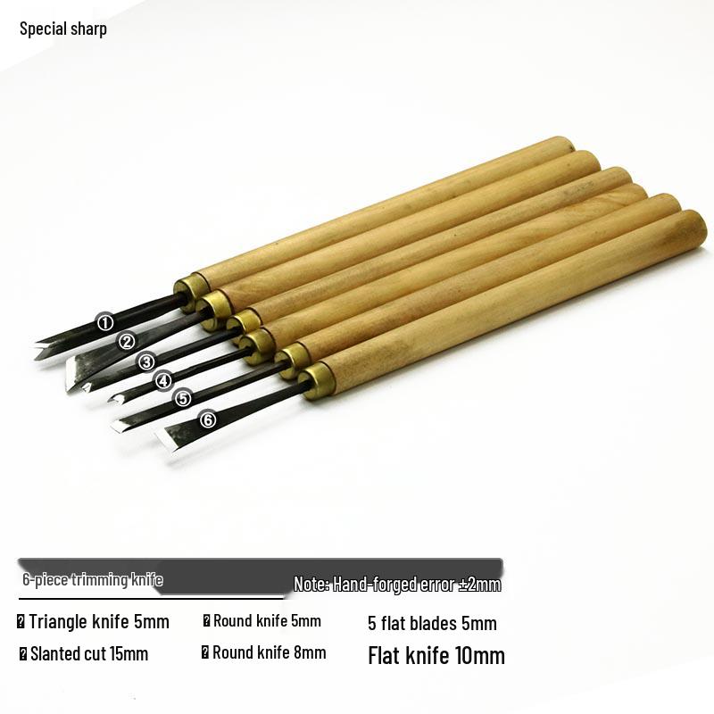Dongyang Handmade Wood Carving Knife Set: Root, Flower, and Roughing Shaping Chisels.
