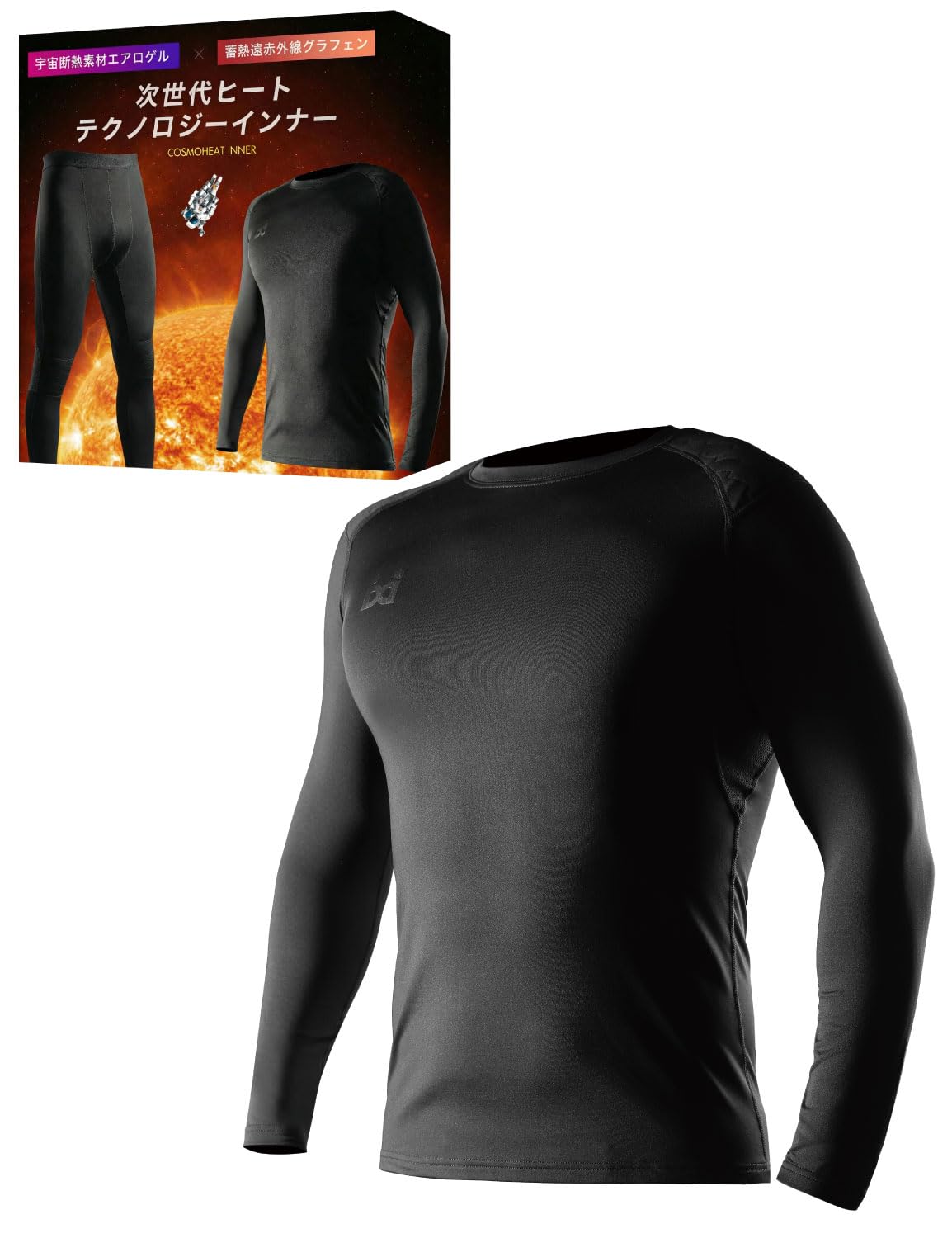 

Duerfusa Men s Heat-Generating Innerwear, Long Sleeve, Winter, Aerogel (Long Sleeve/Black/M)