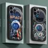 Luxury Space Astronaut Phone Case for iPhone 16 Pro 13 Pro 14 XR 12 Mini 15 Pro Max XS X 7 8 SE 11 13pro Cover Black Soft