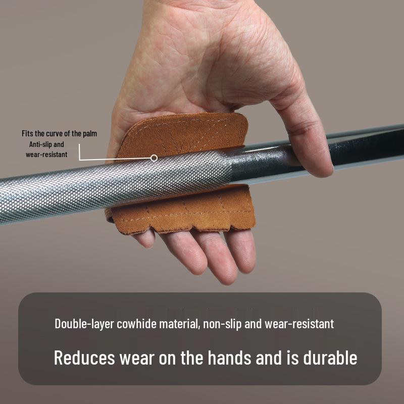GOUNOD Čtyřprstý chránič dlaně z hovězí kůže: Protiskluzová podpora zápěstí odolná proti opotřebení a asistenční popruh pro mrtvý tah pro dospělé