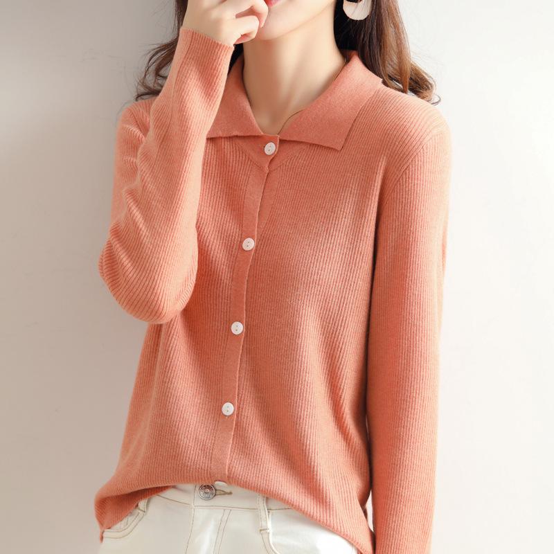 Women's Fine Spun Wool Cardigan Sweater Coat - Short Lapel Style, Autumn 2023 Knitwear