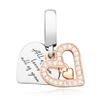 788693C01 Sparkling Freehand Heart Rose Two-Tone Pendant and Dangle Charm