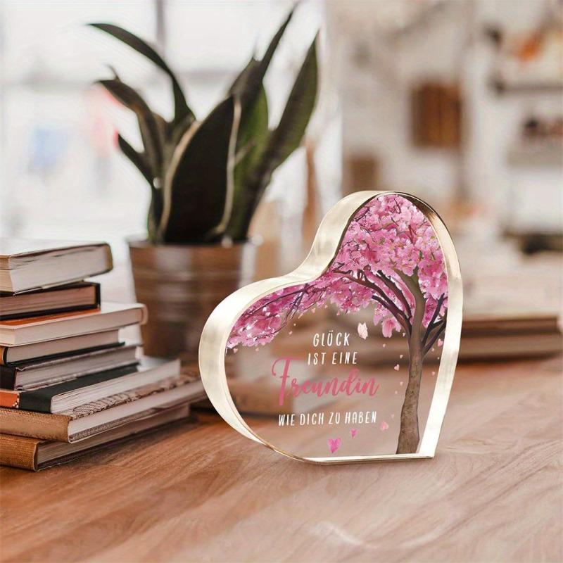 2D Flat Acrylic Heart-Shaped Souvenir Desk Decor Plaque, Suitable for wall decoration, porch, room, villa, accents Home, Hallway, or Workplace - Rusti