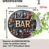 Hisun Tin Sign Vintage Bar Sign Wine Whiskey Bottle Retro Metal Tin Painting Rustic Embossed Drink Themed Round Wall Art Decor Classic Pub Cl