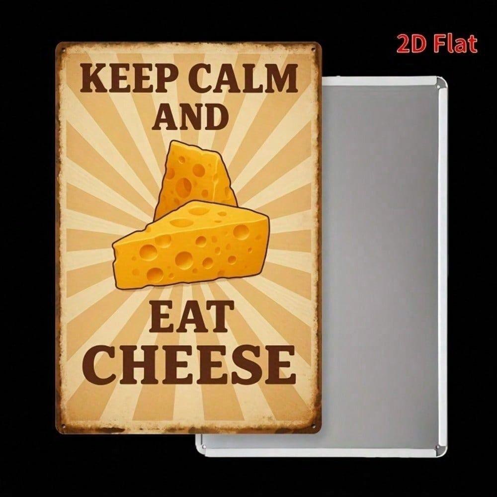 Keep Calm And Eat Cheese Metal Wall Poster, Durable Moisture Proof Kitchen Decor
