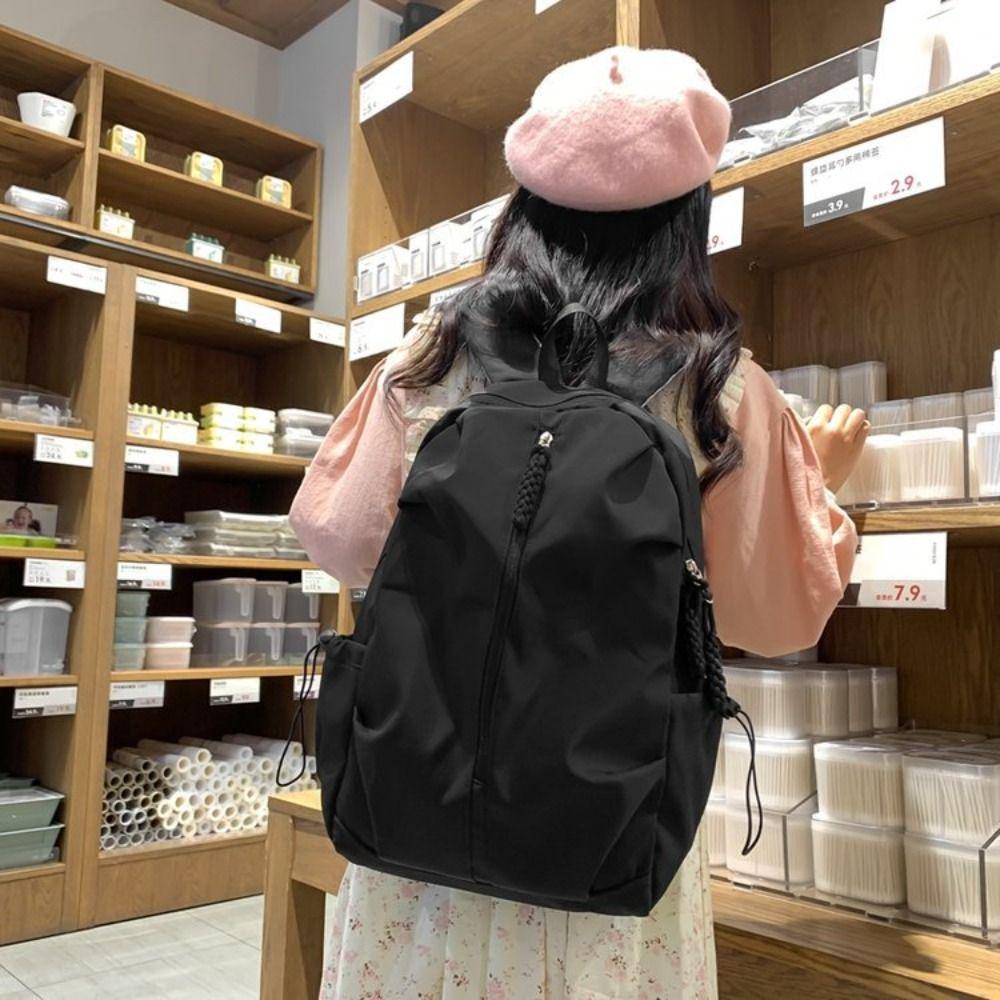 Polyester Casual Schoolbags Multi-pocket School Bags Trendy Ins Backpack  Female Junior High School