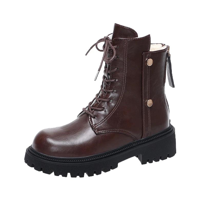 New Women Leather Face Boots Outdoor nonslip walking shoe Fashion comfort soft soled boots casual female shoes Mujer