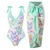 2024 European & American Halter Bikini Set with Sun Protection Mesh Skirt - Sexy Women's Two-Piece Swimsuit