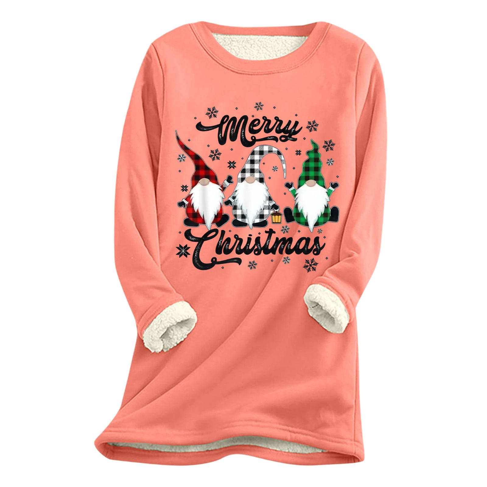 

Женский рождественский принт, толстый плюшевый, из овечьей шерсти, теплый длинный топ XXL шафрановый