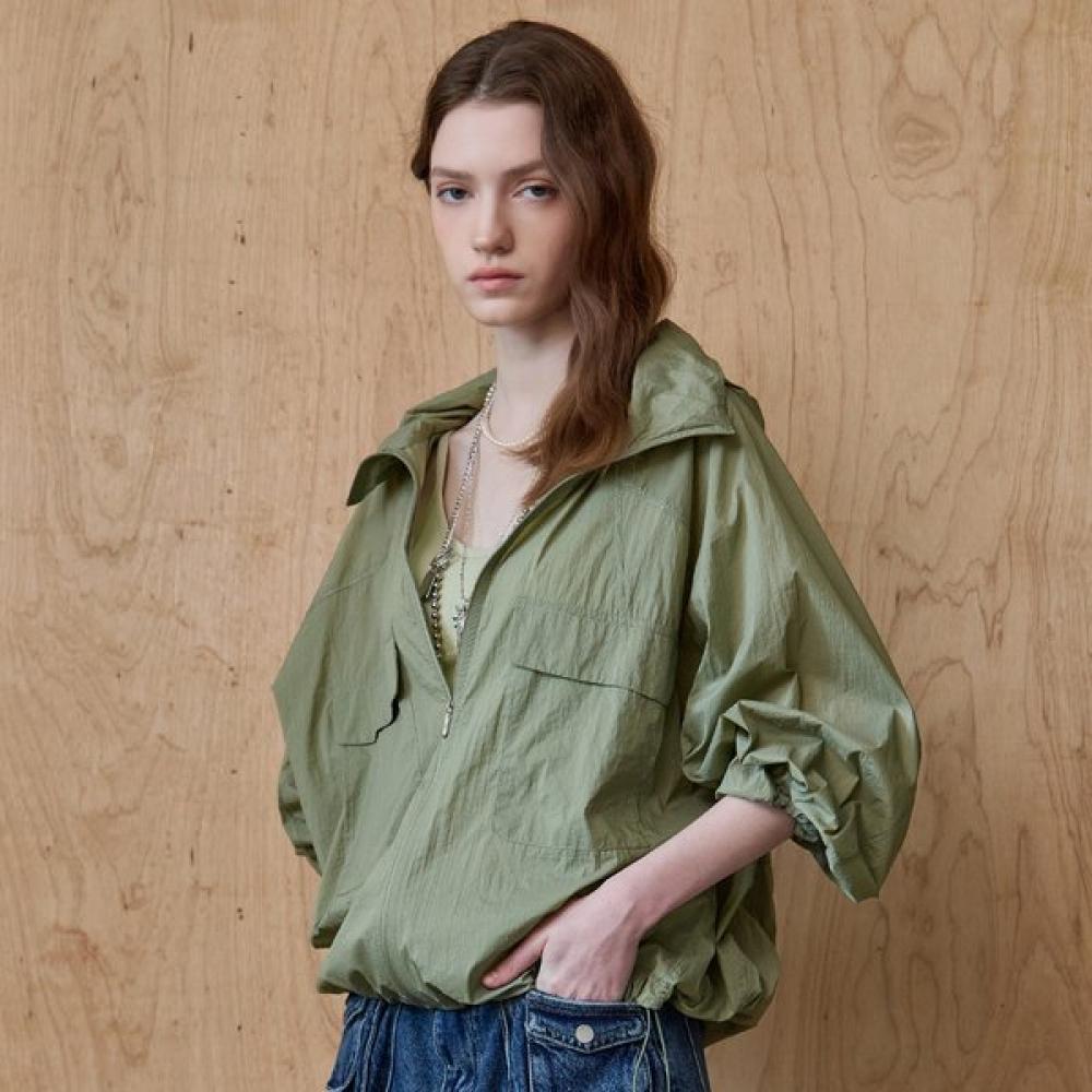 

Maxza Hidden Hood High Neck Wind Jumper Loose Fit Ze05qj008nh Khaki/FREE