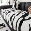 Plush Sofa Cushion and Blanket for Winter Warmth Thickened Non Slip Sofas Towel  Bed Sheet Black  White Patterned Settee Cover