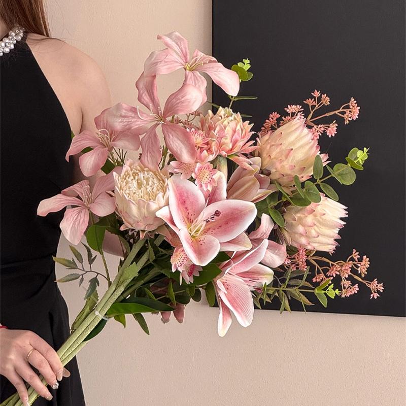 Französische Luxus-Kunstblumen Künstliche Simulierte Blumensträuße Hochwertige Realistische Foto-Requisiten Muttertag Hochzeitsdeko