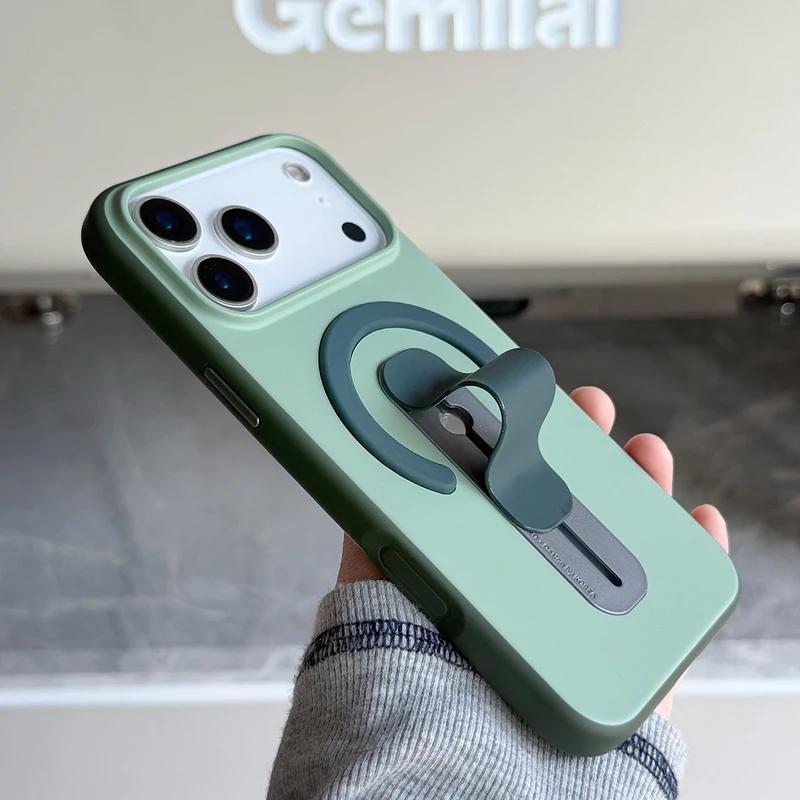 Magnetic Stand Case for For Iphone 17 16 1 14 13 12 Pro Max Cover Soft Matte Ring Holder Mag-safe Shockproof Camera Ai Button Shell