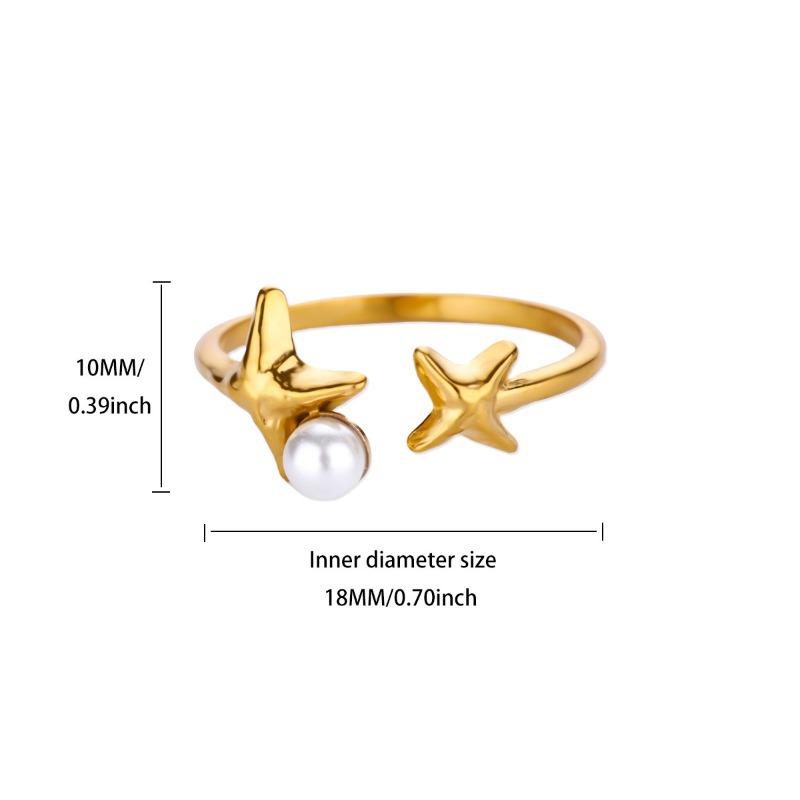 Galvanisierter schlichter Ring offener Ring Seestern Mond Ozean einfacher K-vergoldeter Titanstahl vielseitiger Ring