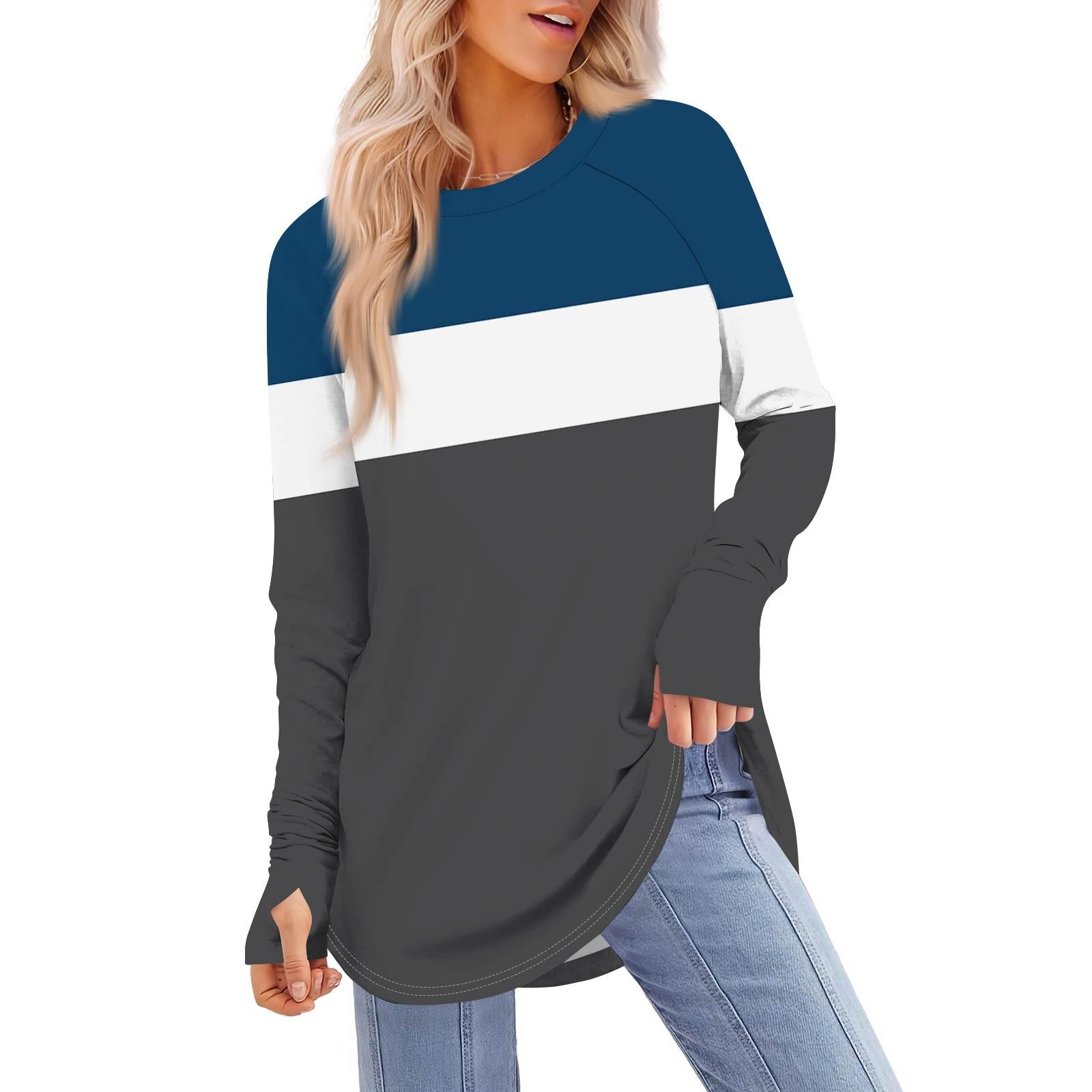 Womens Oversized Sweatshirt Graphic Sweater Long Sleeve Drop Shoulder Round Shirt Tops Vintage Clothes L