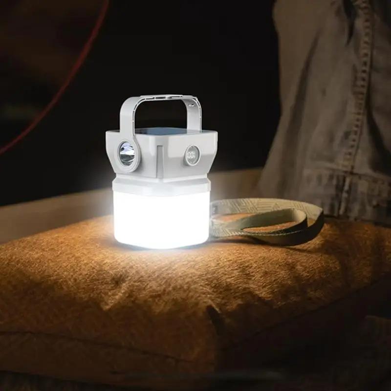 LED Camping Lantern Waterproof Solar Lights Foldable Fishing Flashlight Outdoor Lamp Tool For Hiking Backpacking Power Outages