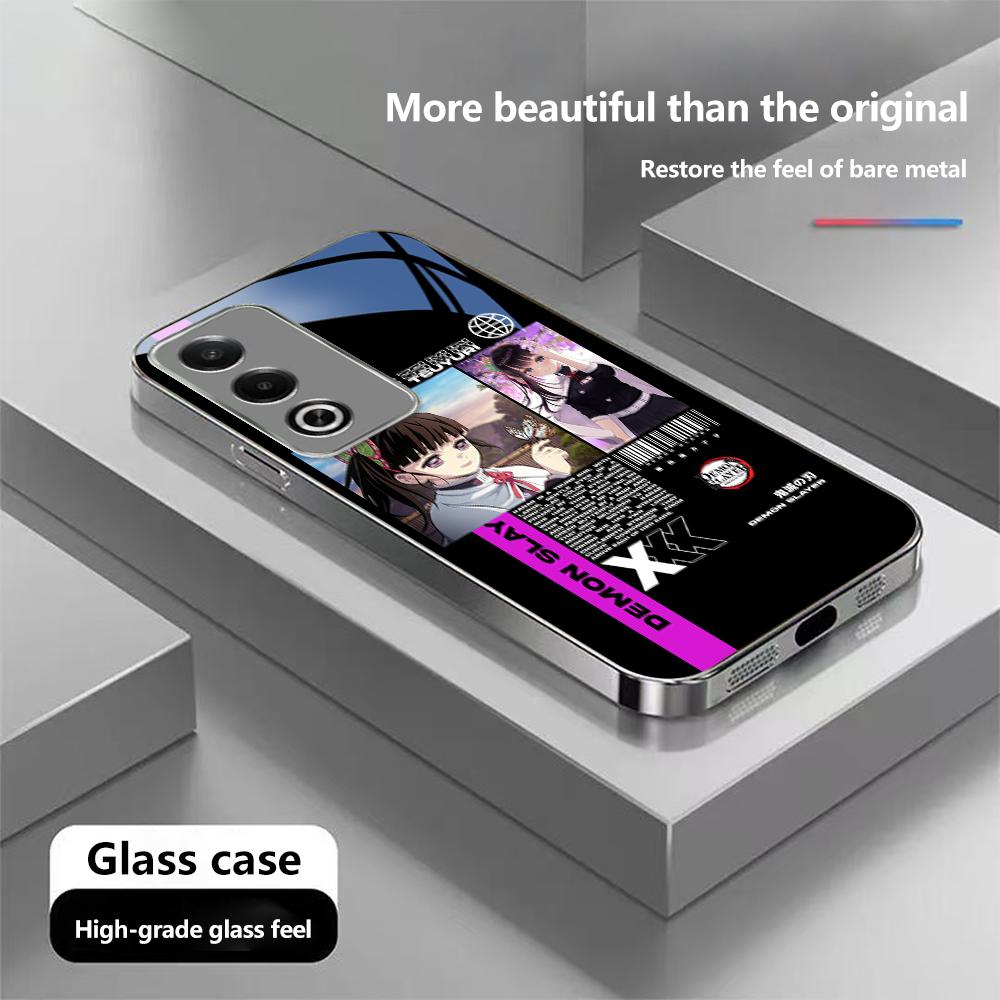 

Чехол для телефона N157 Demon Slayer для iPhone 16 15 Pro Max Samsung S24 S23 Ultra A54 A35 A25 Xiaomi Redmi Note 13 12 Pro с покрытием из закаленного стекла Vivo V29 5G/V29 Pro 5G