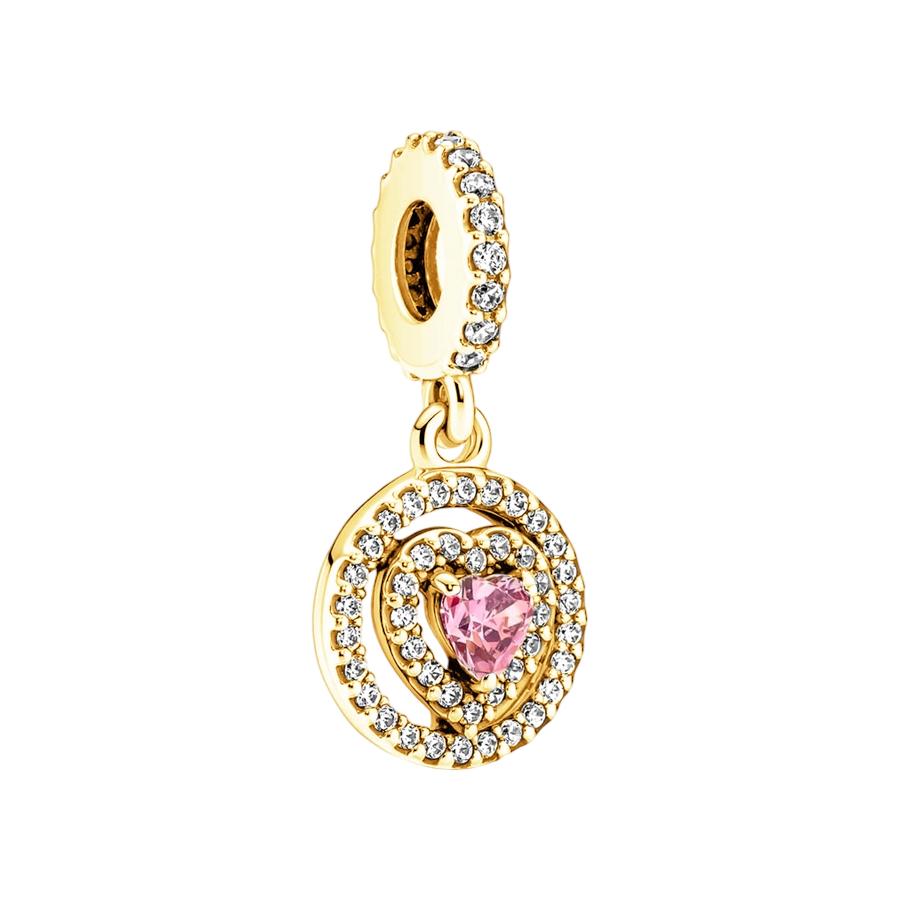 Gold Plated Sparking HeartFlower Charm Beads Pendant Fit Original Copper Bracelet Necklace Beads For Diy Jewelry Women Gift