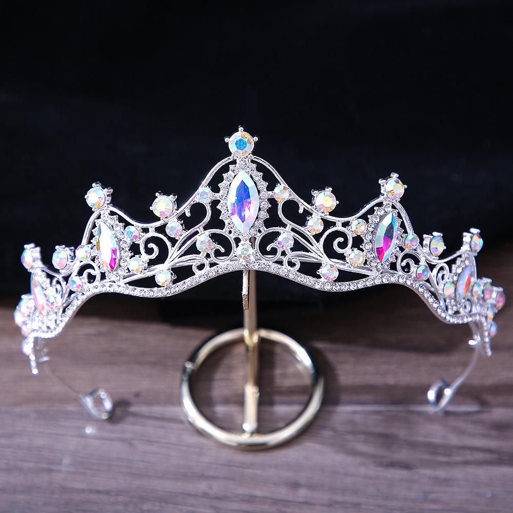 DIEZI Elegant Simple Red Pink Crystal Crown Hair Zircon Tiara Girls Birthday Party Wedding Rhinestone Bridal Crown Accessories