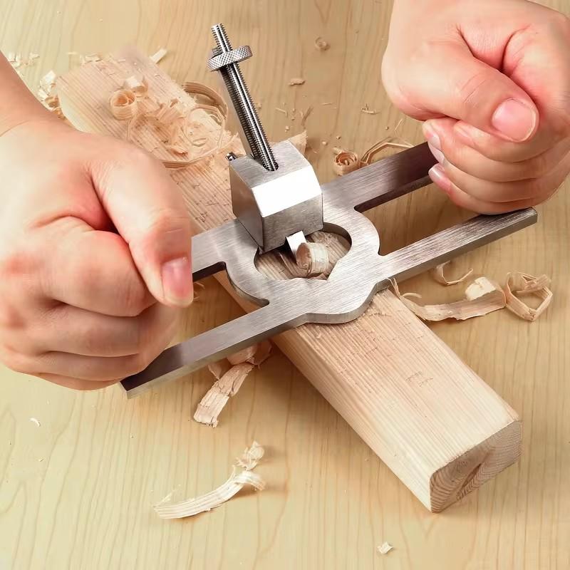 Compact Manual Router Plane with Adjustable Blades for Precision Woodworking and Carpentry Tasks