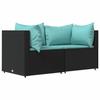VidaXL Salon de jardin 3 pcs avec coussins Noir Résine tressée, ensemble de salon d'extérieur, ensemble de mobilier 319795
