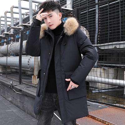 Cotton Coat Men's Mid-length Winter Thickened Korean Style Down Jacket Youth Trendy Winter Coat Cotton-padded Jacket