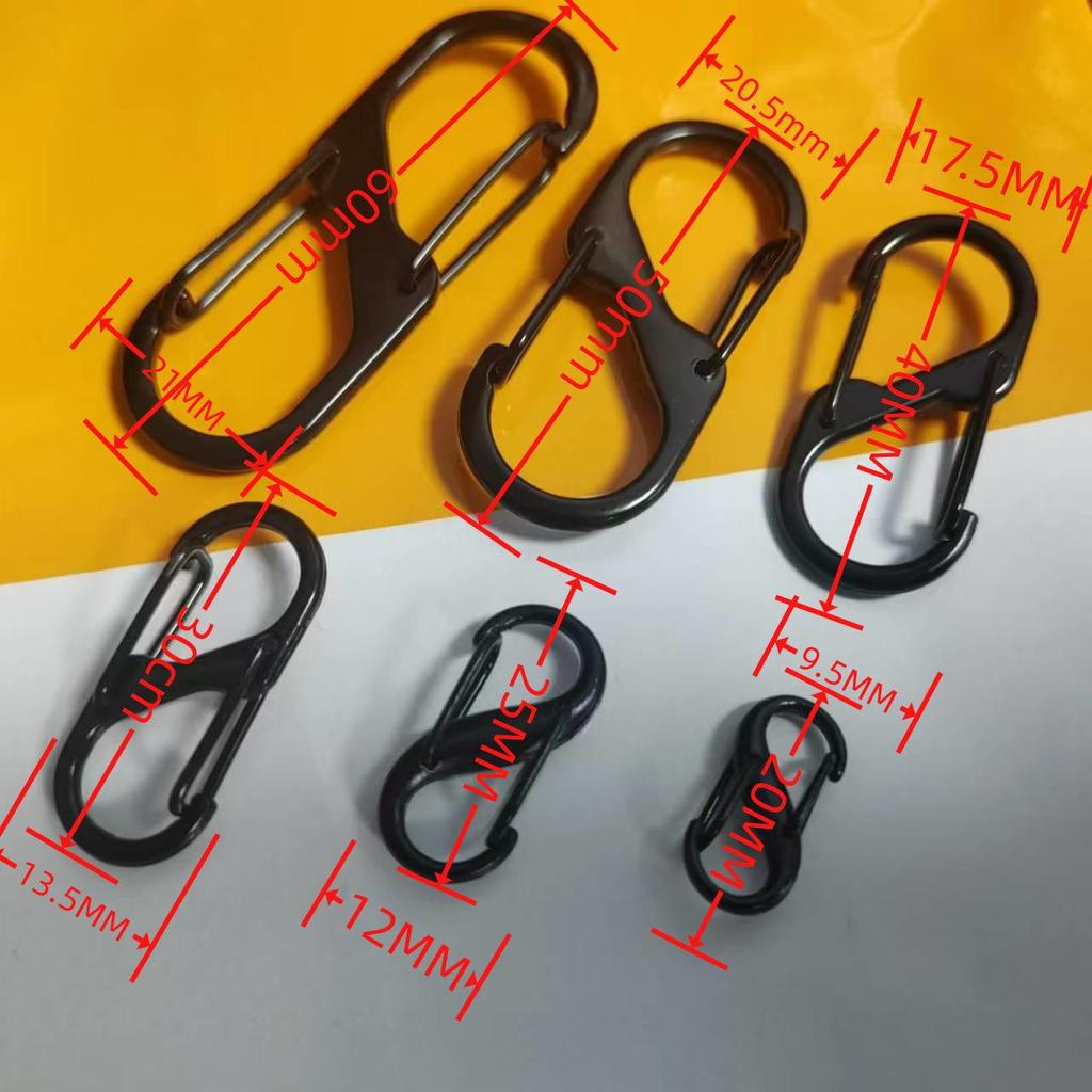 Zinc Alloy Double-Headed Keyring with Black S-Shaped Climbing Buckle and Hook