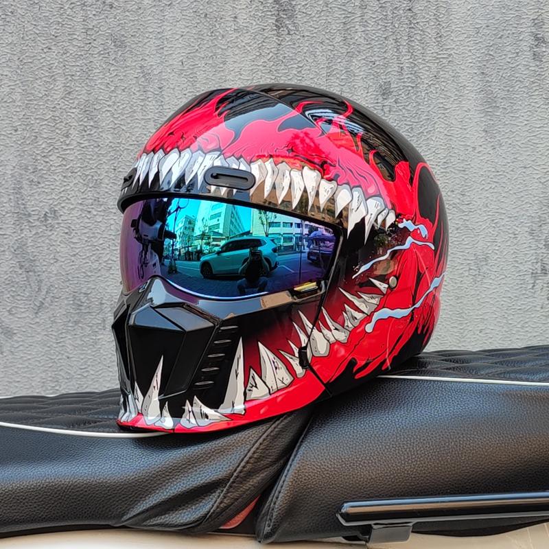 Căști de motocicletă ORZ Cască integrală deschisă 3/4 pentru bărbați Vizieră dublă cu protecție solară internă colorată Omologat DOT