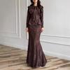 Cross-border European Beautiful Woman  Amazon Sexy Small Fragrance Light Luxury Celebrity Lace Fishtail Hip Skirt
