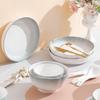 Simple Gray Gradual Change Bowl Set Household Dish Plate Combination High Value Gift Box Housewarming Gift Tableware