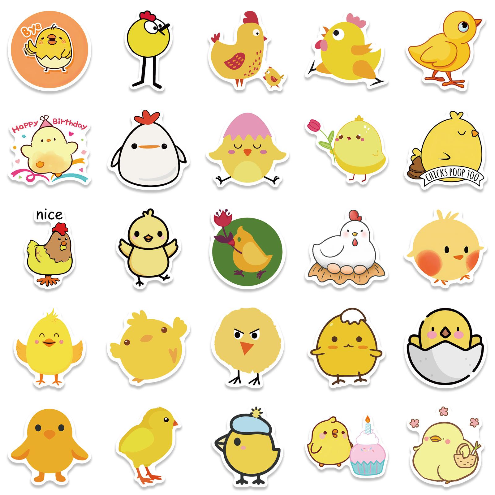

50 Cartoon Cute Little Yellow Chicken Stickers Personalized Decorative Suitcase Notebook Waterproof and Removable Without Repeating Stickers