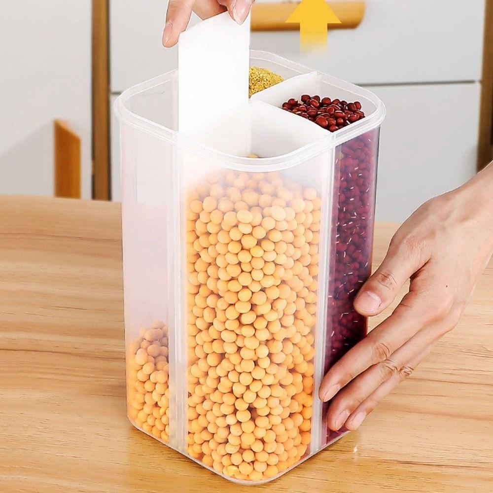 Transparent Grain Storage Box Square Food Storage Box Practical Divided Storage Containers  Kitchen