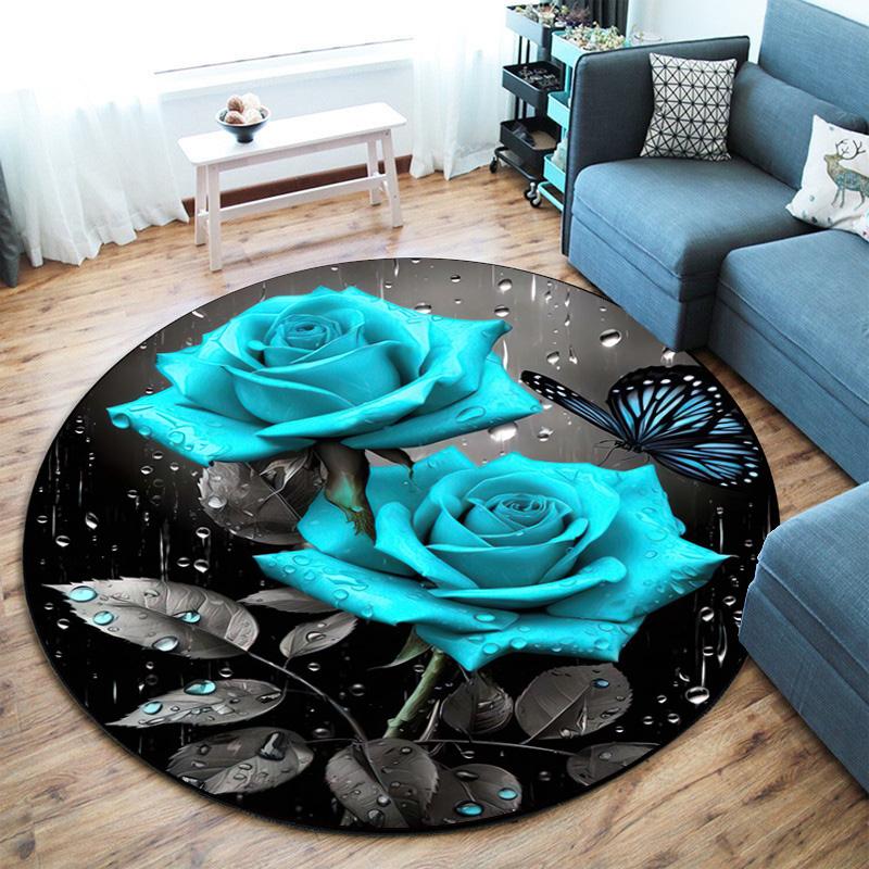 Rose Garden Elegance Round Rug Home Soft Decorative Anti Slip Yoga Table And Chair Mat Carpet Outdoor Floor Mat Carpet S5