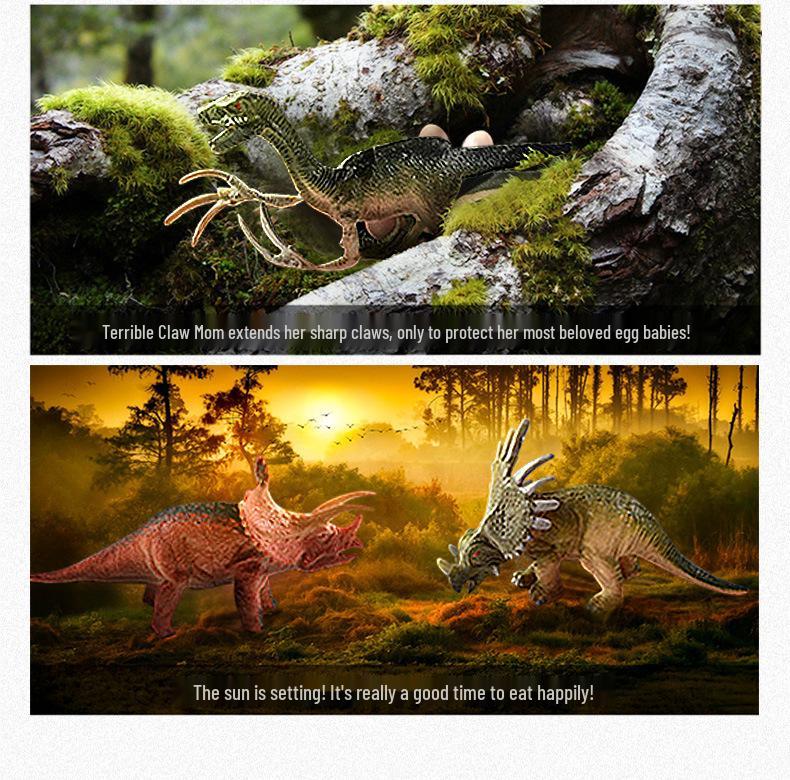 Dinosaur Toy Set: Tyrannosaurus & Triceratops Soft Rubber Figurines for Kids