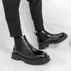 Herren Chelsea Stiefel mit dicker Sohle, Plateau, Punk, Elevator, Streetstyle, Big Head, Motorradstiefel, Schwarze Stiefeletten, Übergröße