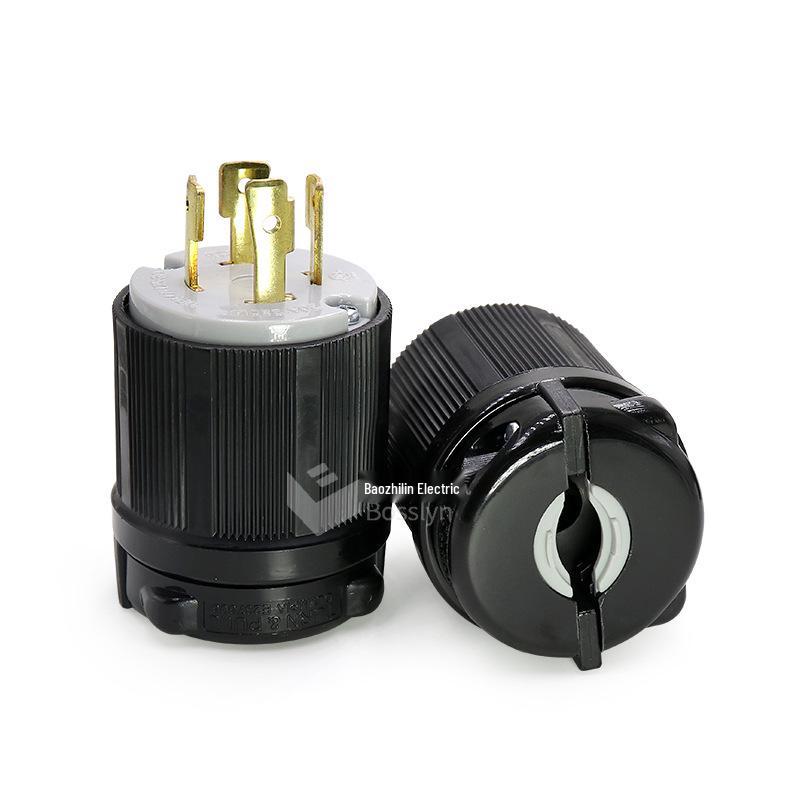 American High-Power L15-30P Industrial Plug, US Standard, Four-Core, Anti-Loosening for Generator Assembly BL1530P