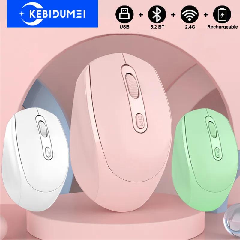 2,4GHz bezdrátová myš Bluetooth 5.2 optická myš s přijímačem RGB 1600DPI 4 tlačítka Silent Mouse USB dobíjecí herní myš pro počítač Laptop PC